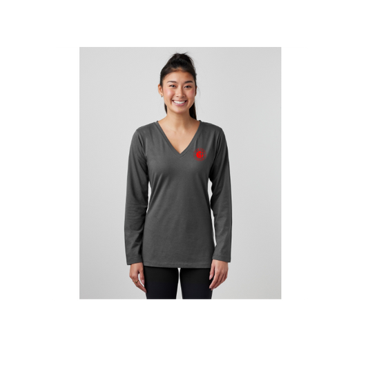 Shirt: Ladies Essential Long Sleeve V-Neck Tee