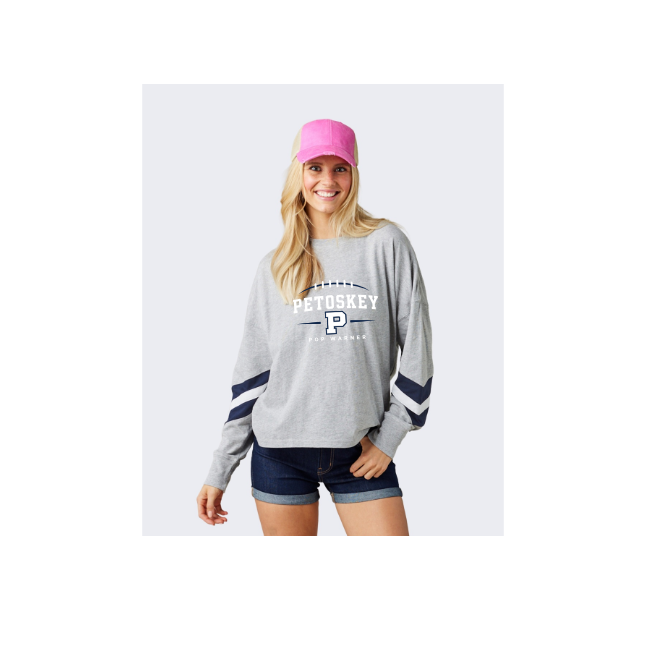 Ladies Essential Boxy Varsity Long Sleeve Tee