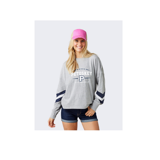 Ladies Essential Boxy Varsity Long Sleeve Tee