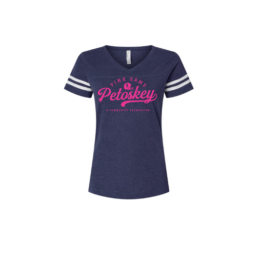 Women's Football V-Neck Fine Jersey Tee
