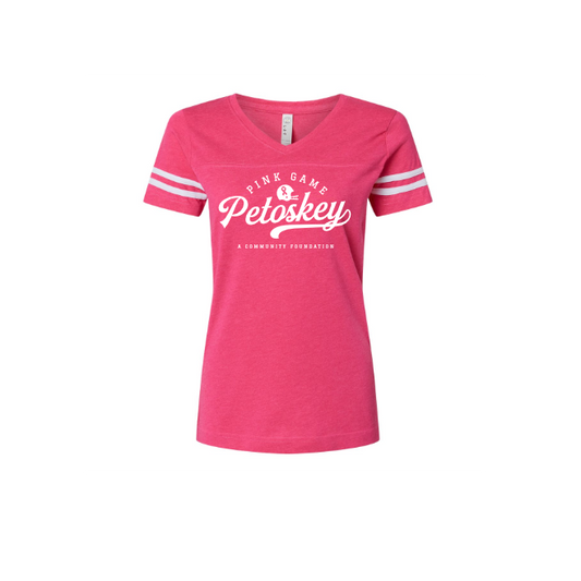 Women's Football V-Neck Fine Jersey Tee