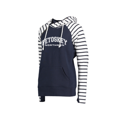 Ladies Stripe Double Hood Pullover
