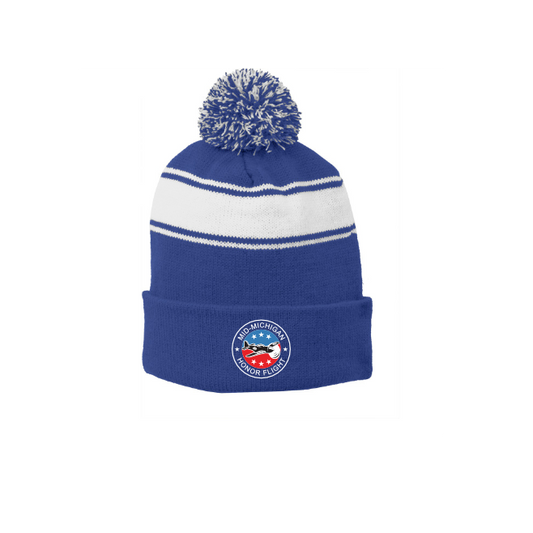 Sport-Tek® Stripe Pom Pom Beanie
