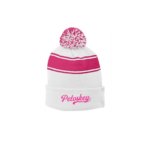 Sport-Tek® Stripe Pom Pom Beanie