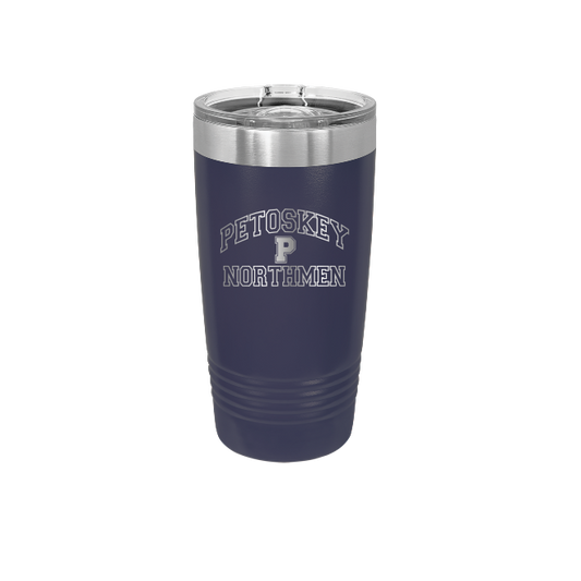 Polar Camel 20 oz. Vacuum Insulated Ringneck Tumbler with Silver Ring and Clear Lid