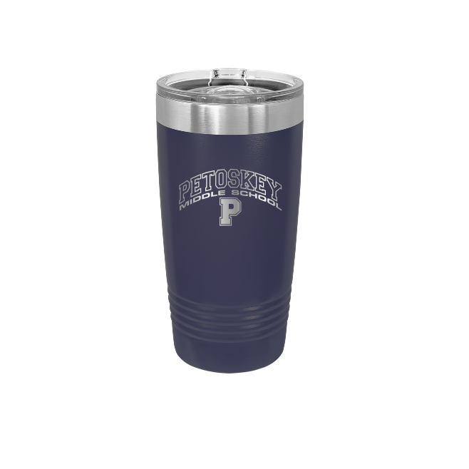 Polar Camel 20 oz. Vacuum Insulated Ringneck Tumbler with Silver Ring and Clear Lid