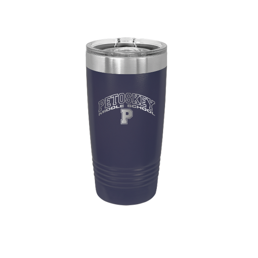Polar Camel 20 oz. Vacuum Insulated Ringneck Tumbler with Silver Ring and Clear Lid