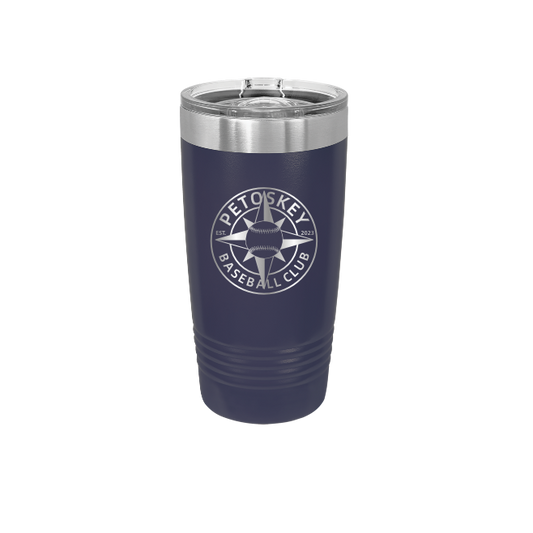 Polar Camel 20 oz. Vacuum Insulated Ringneck Tumbler with Silver Ring and Clear Lid